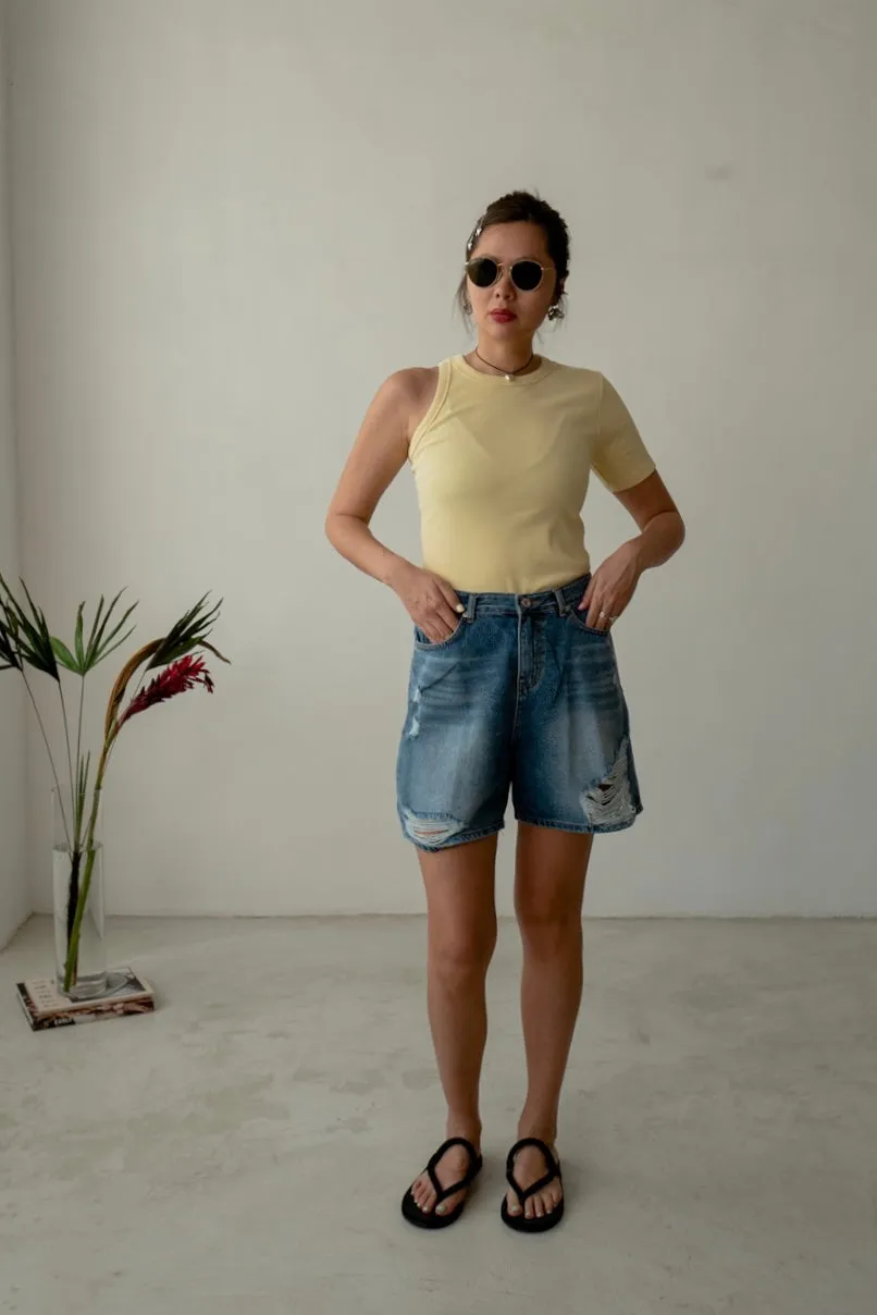 ( 3 COLOURS ) ONE SHOULDER TEE *LAST 2*