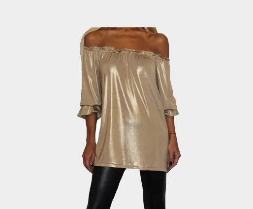 4.5 Empire gold off-shoulder top - The Ibiza