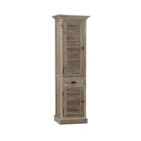 79" Bathroom Linen Tower with Louvered Doors in Recycled Fir Finish