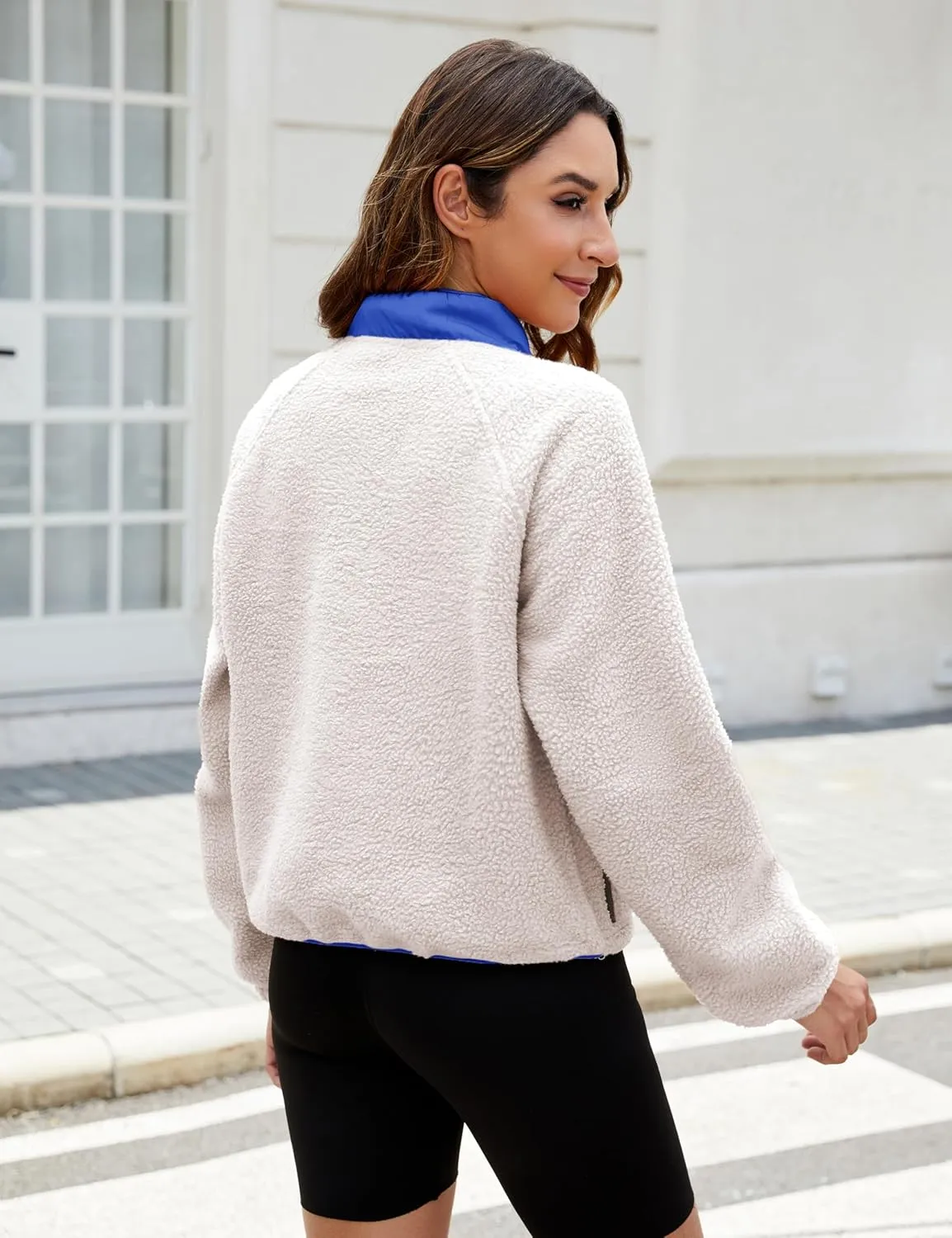 AMEBELLE Womens Lightweight Fleece Pullover Jacket Cropped Fall Winter Fuzzy Sherpa Jacket Sweatshirt Coat with Pockets