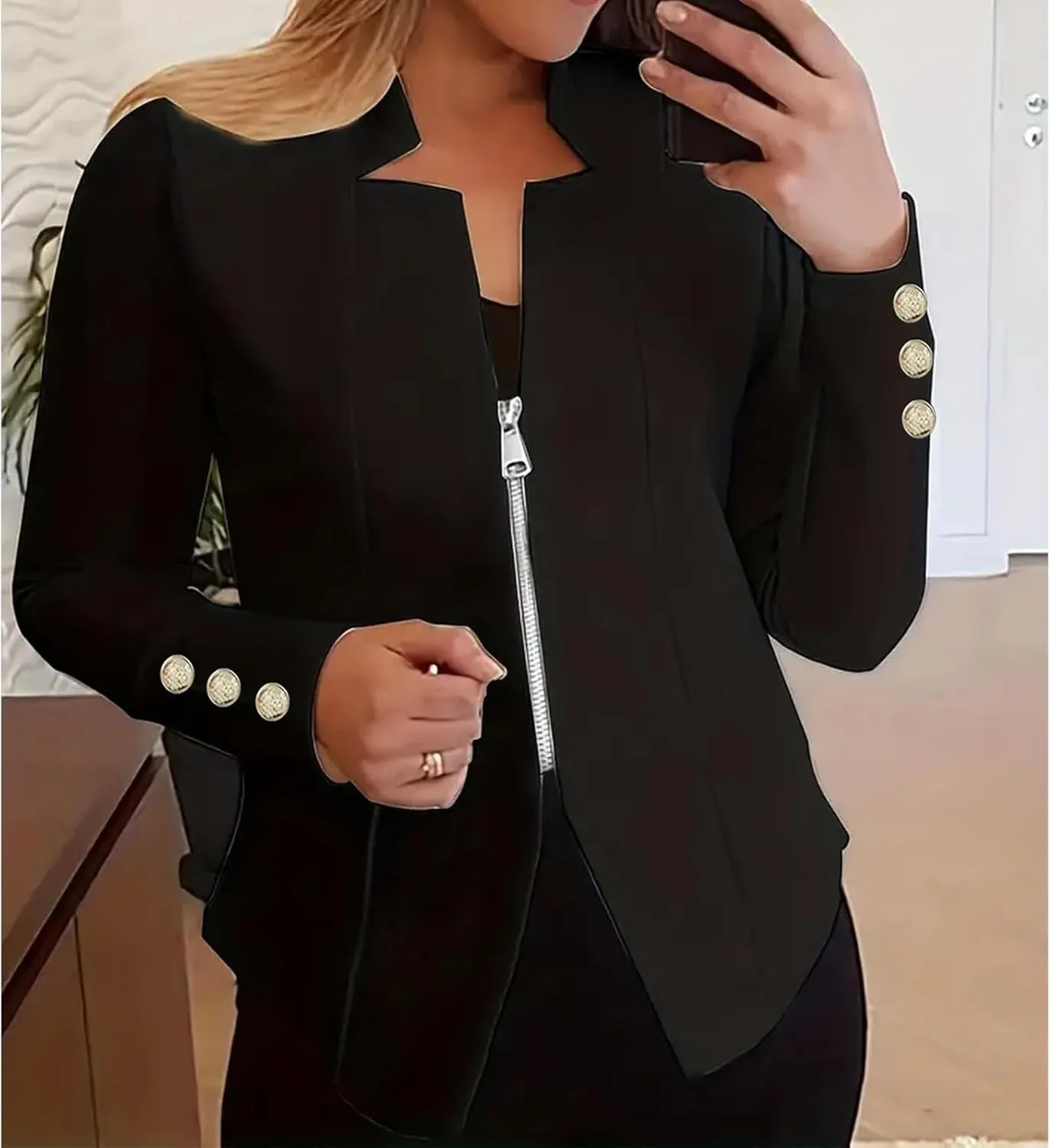 Blazers for Women Business Casual Office Work Blazer Jacket Open Front Lightweight Long Sleeve Zip Up Coat Fall Outfit