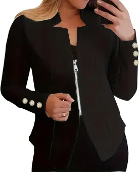 Blazers for Women Business Casual Office Work Blazer Jacket Open Front Lightweight Long Sleeve Zip Up Coat Fall Outfit