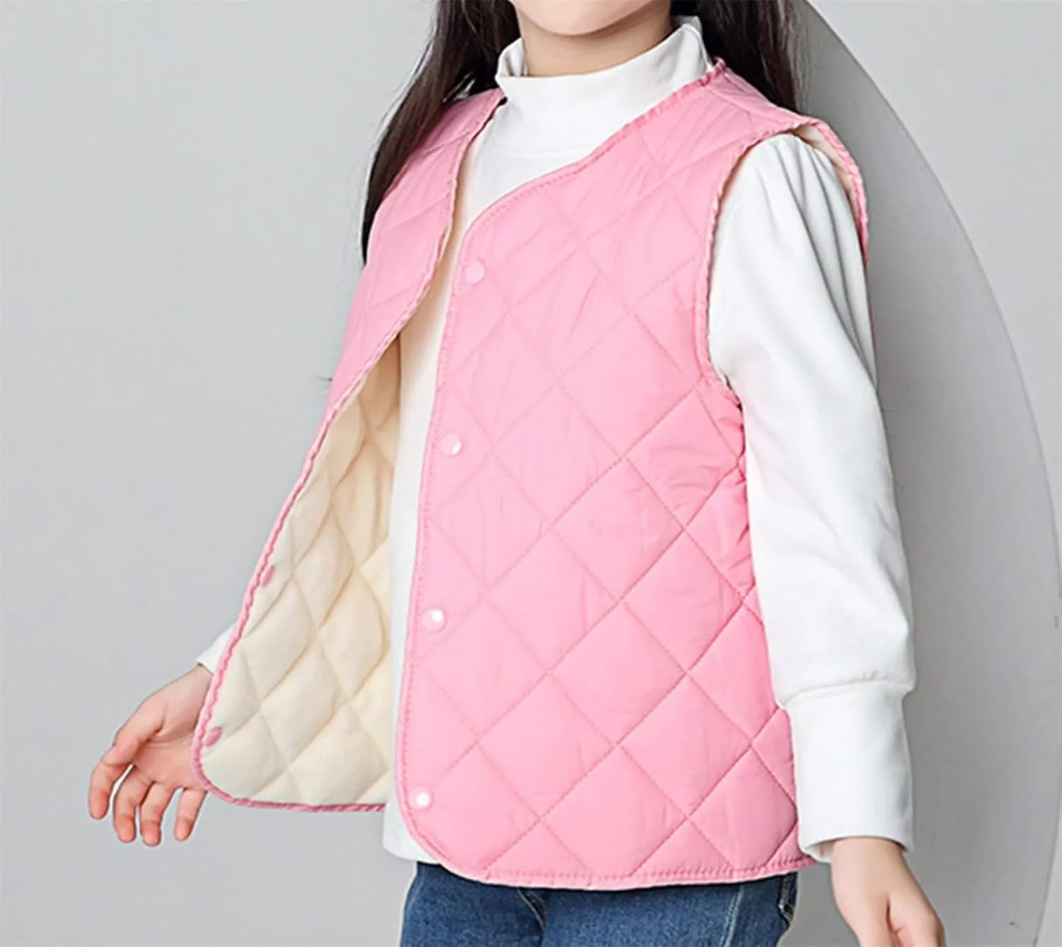 Boys Girls Quilted Puffer Vest Fleece Lined Sleeveless Lightweight Padded Down Coat Kids Toddler Winter Coat Waistcoat