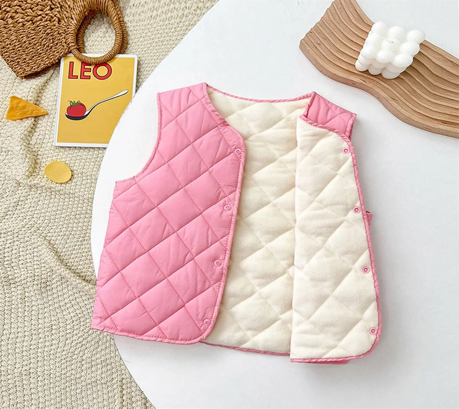 Boys Girls Quilted Puffer Vest Fleece Lined Sleeveless Lightweight Padded Down Coat Kids Toddler Winter Coat Waistcoat