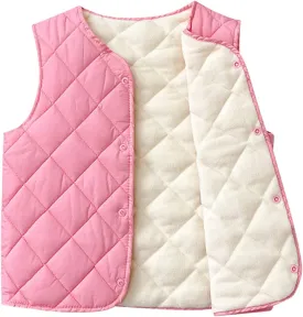 Boys Girls Quilted Puffer Vest Fleece Lined Sleeveless Lightweight Padded Down Coat Kids Toddler Winter Coat Waistcoat