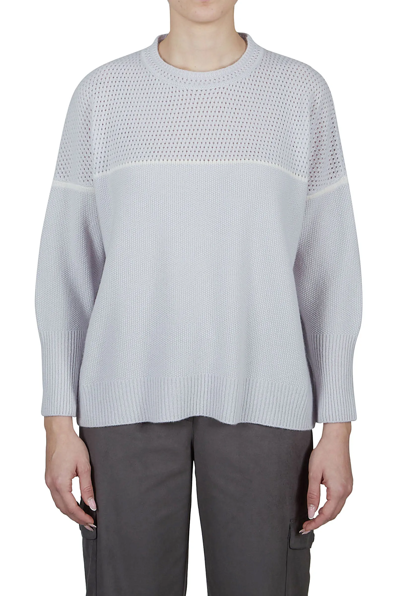 Cashmere Sweater with Contrast Knit