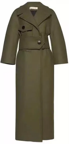 Cashmere Wool Felted Military Green Coat