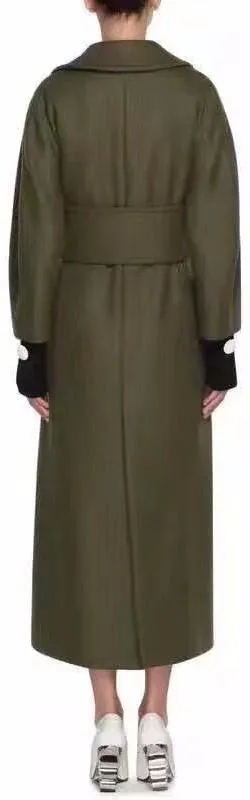 Cashmere Wool Felted Military Green Coat