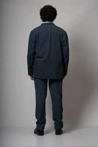 Charcoal Double Breasted Cotton Jacket | Cotton Jacket | Black Cotton Jacket