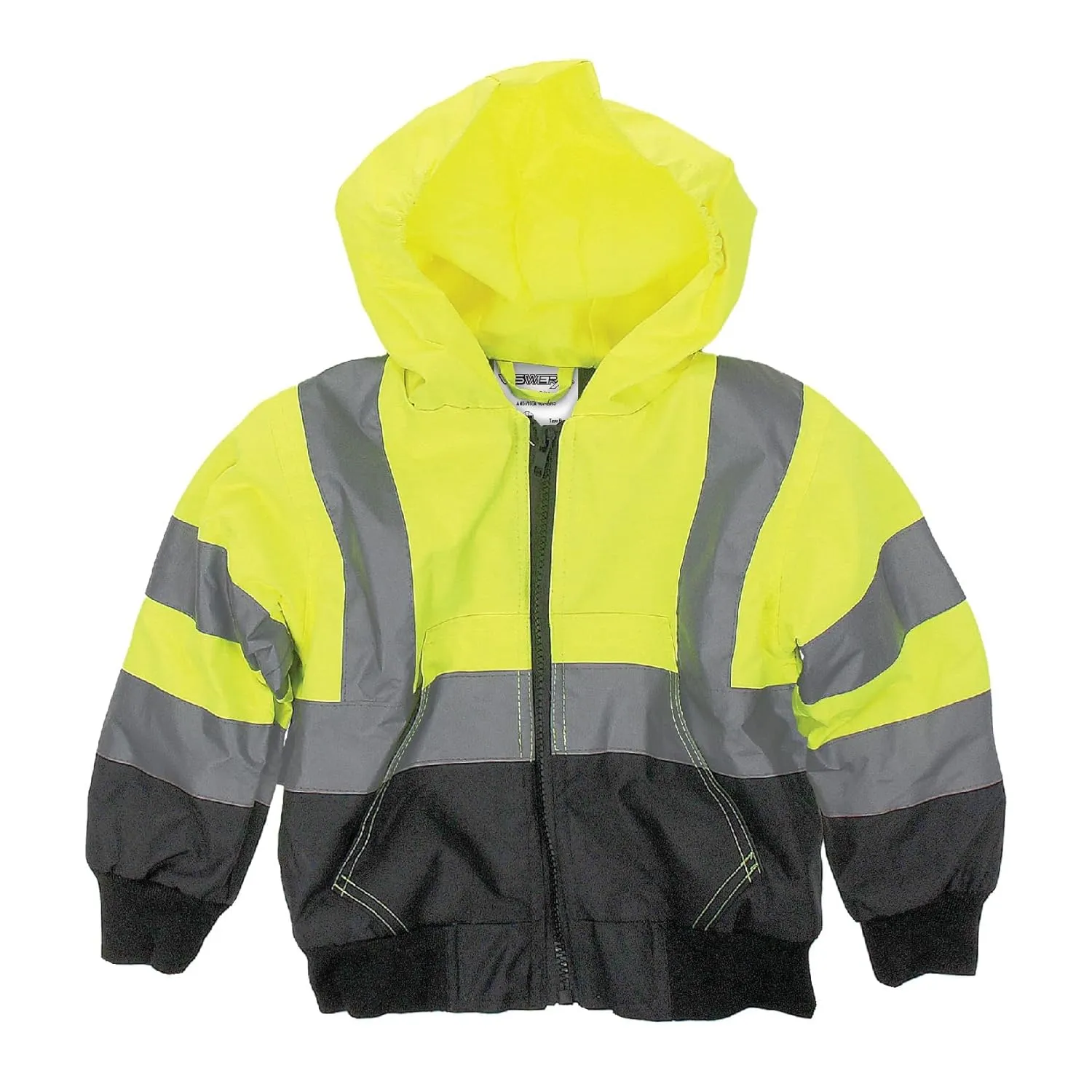 Childrens Hi-Vis Quilted Bomber Jacket  Safety Reflective Jacket for Kids, Cold Weather Insulated Jacket