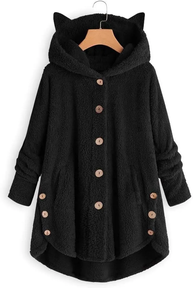 COTECRAM Winter Coats for Women 2023 Fashion Plus Size Sharpa Jacke Button Down Fleece Jacket Fuzzy Warm Hoodie Outwear