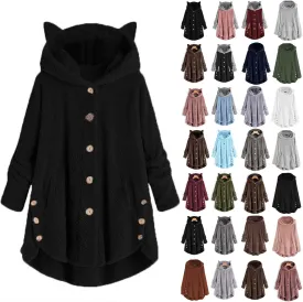 COTECRAM Winter Coats for Women 2023 Fashion Plus Size Sharpa Jacke Button Down Fleece Jacket Fuzzy Warm Hoodie Outwear