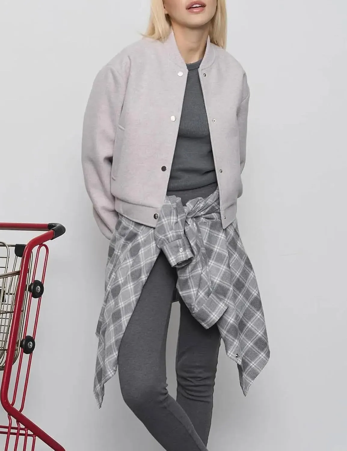 Cropped Bomber Jackets for Womens Long Sleeve Button Down Crop Shacket Jacket Tops