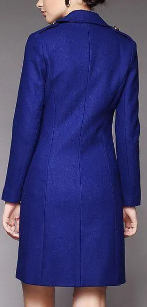 Double Breasted Wool Pea Coat in Black or Blue