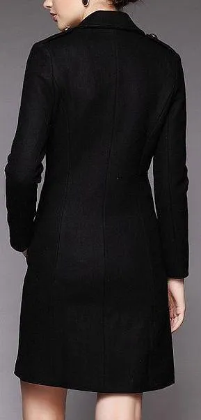 Double Breasted Wool Pea Coat in Black or Blue