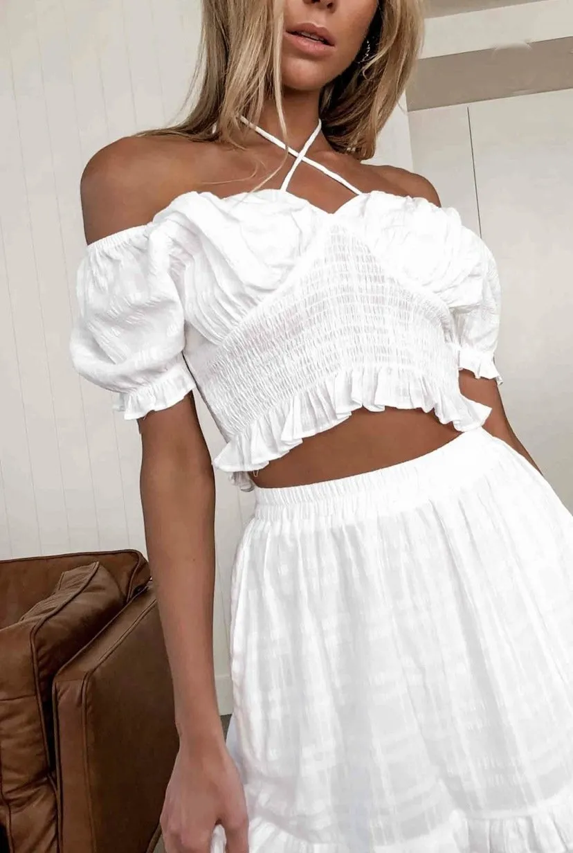 Elastic Ruched Waist Short Blouse