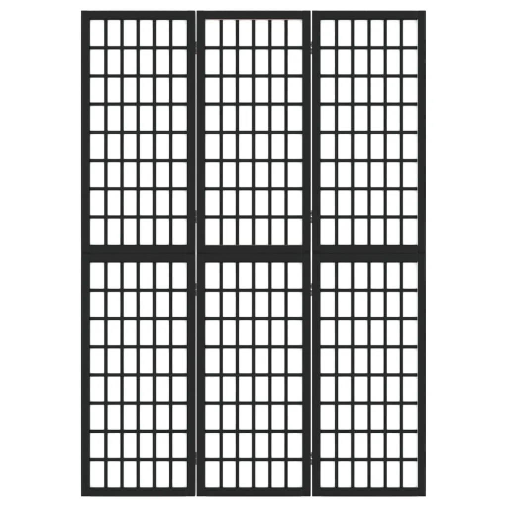Folding 3-Panel Room Divider Japanese Style 120x170 cm Black
