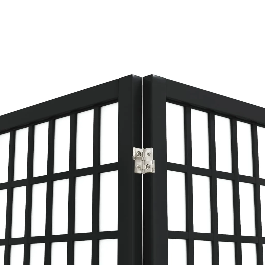 Folding 3-Panel Room Divider Japanese Style 120x170 cm Black
