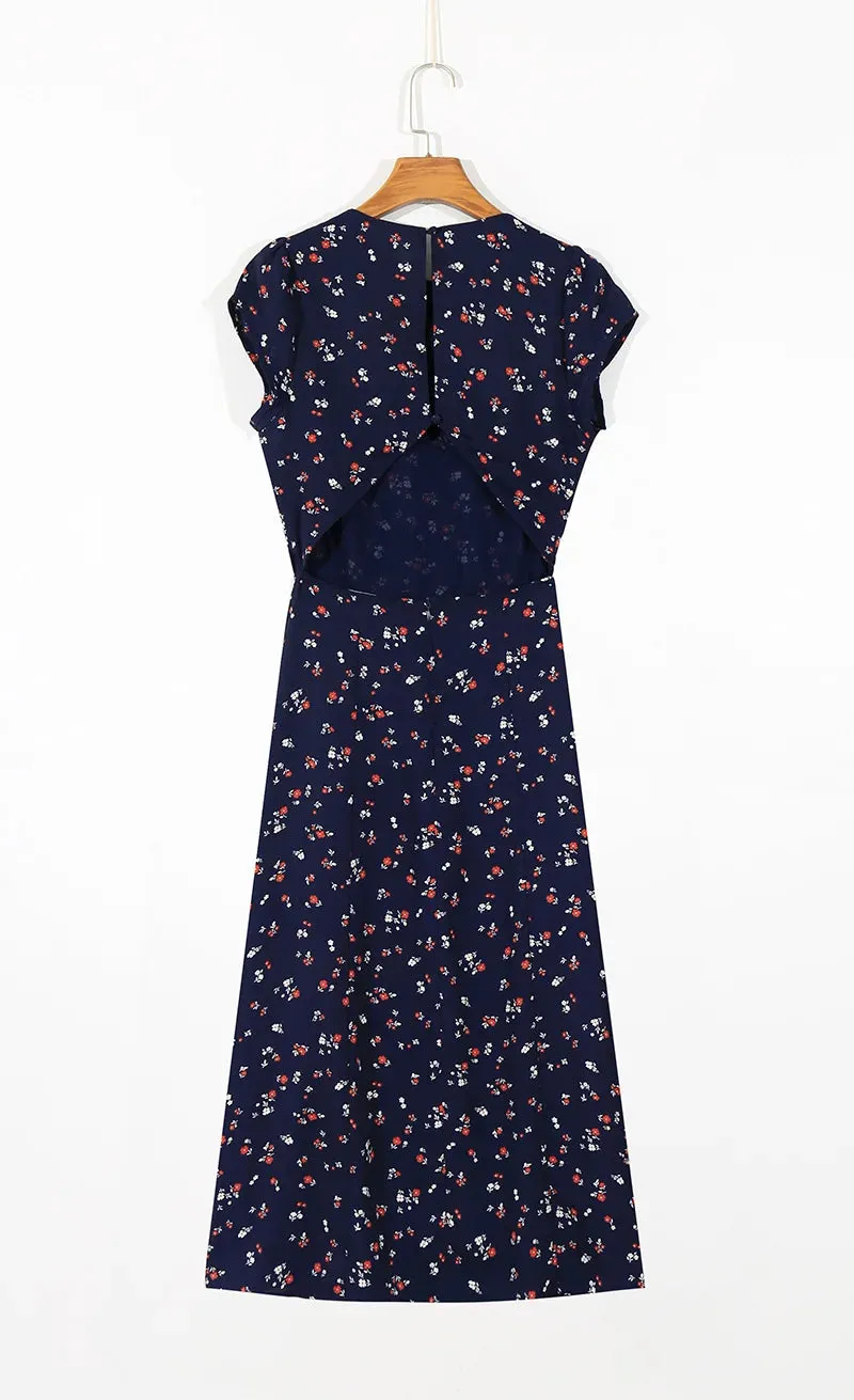Girlary Women Summer Sexy Backless Midi Dress Vintage Print Floral Split Boho Dress Casual Holiday Lady Beach Party Vestidos