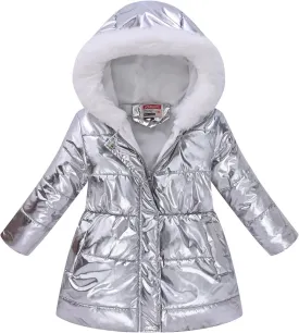 Girls Long Parka Winter Coat Heavyweight Hooded Puffer Jacket with Faux Fur Collar Fleece Lined Down Coat for Kids