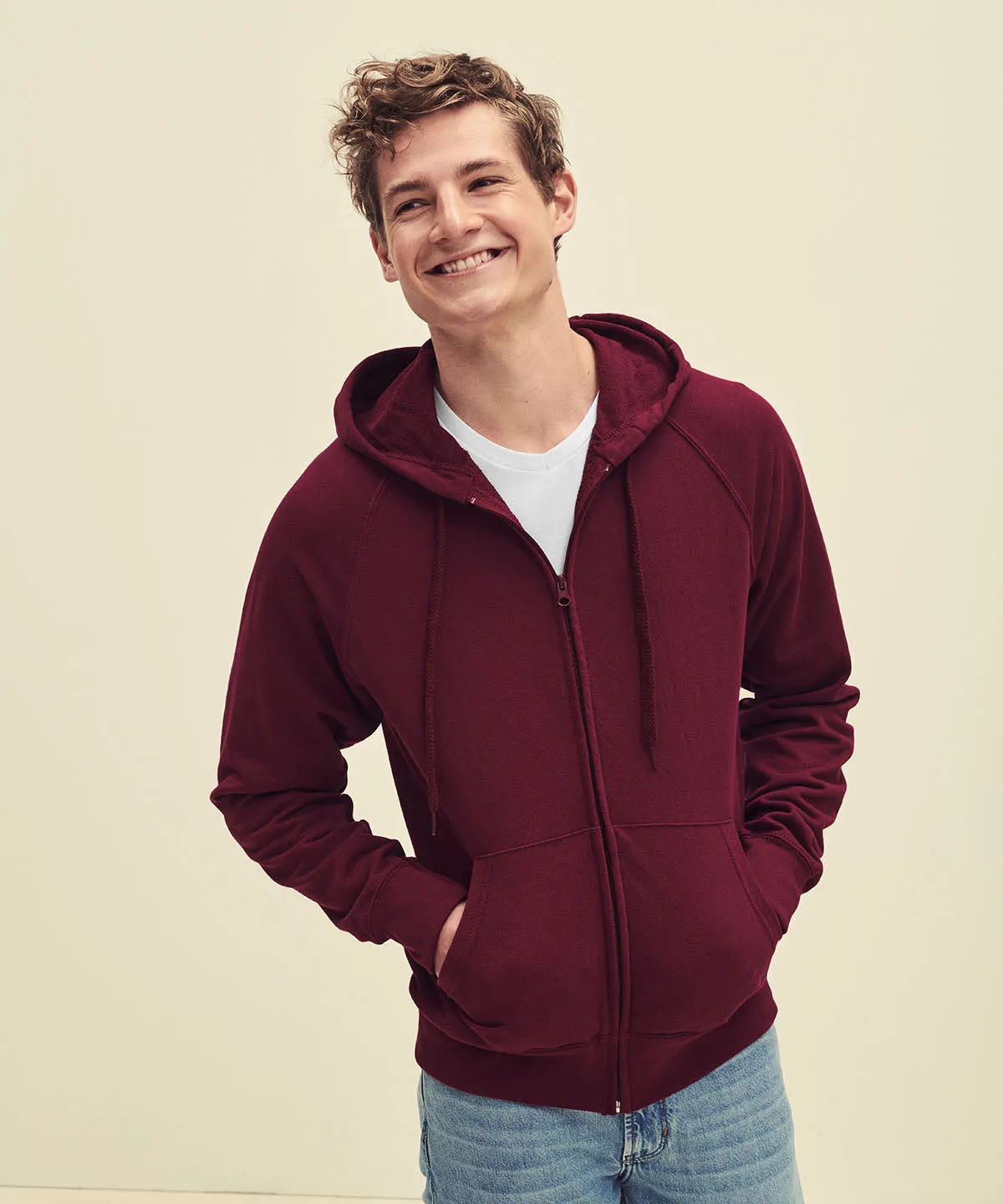 Heather Grey - Lightweight hooded sweatshirt jacket