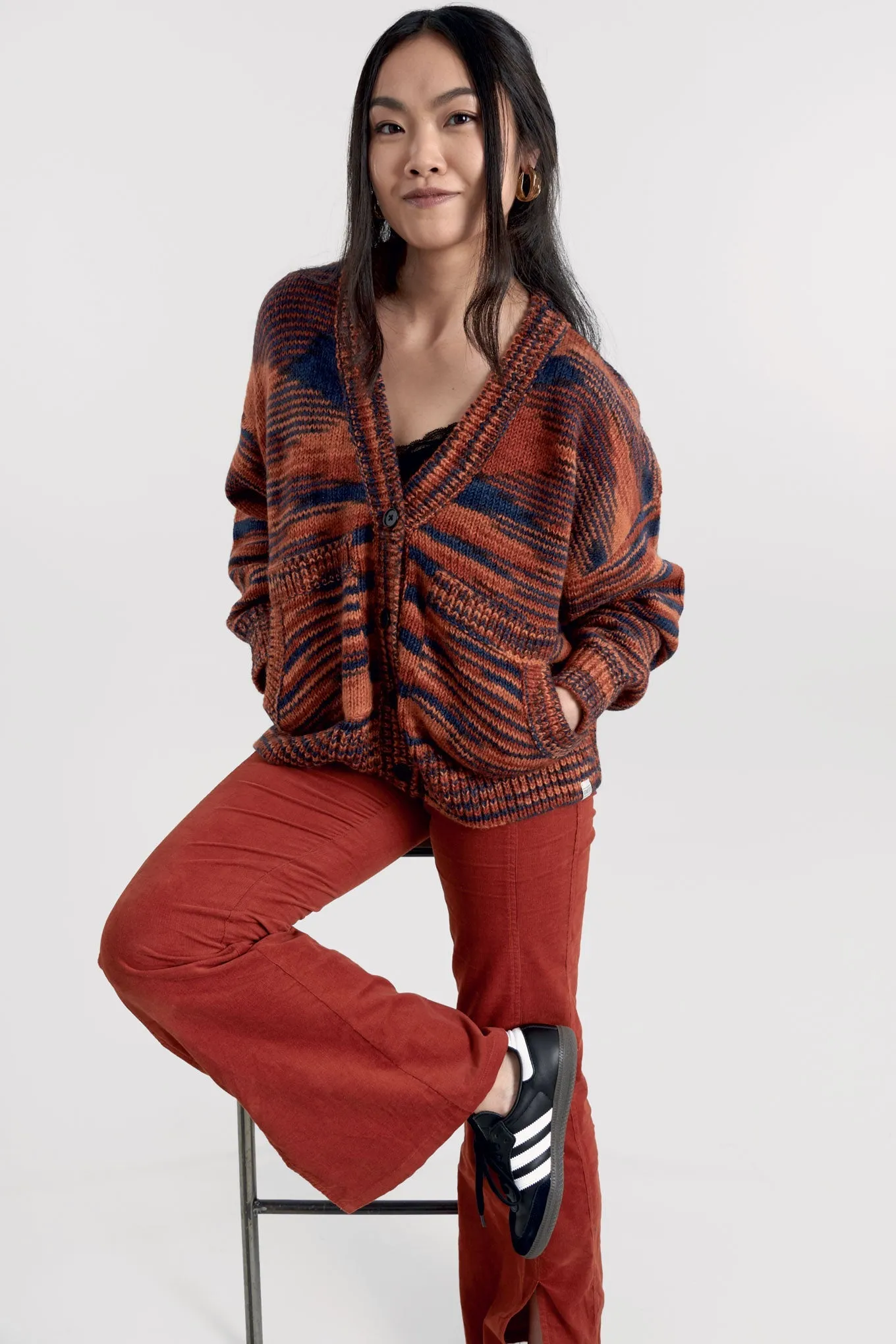 Hope Handknit Wool Cardigan Terracotta