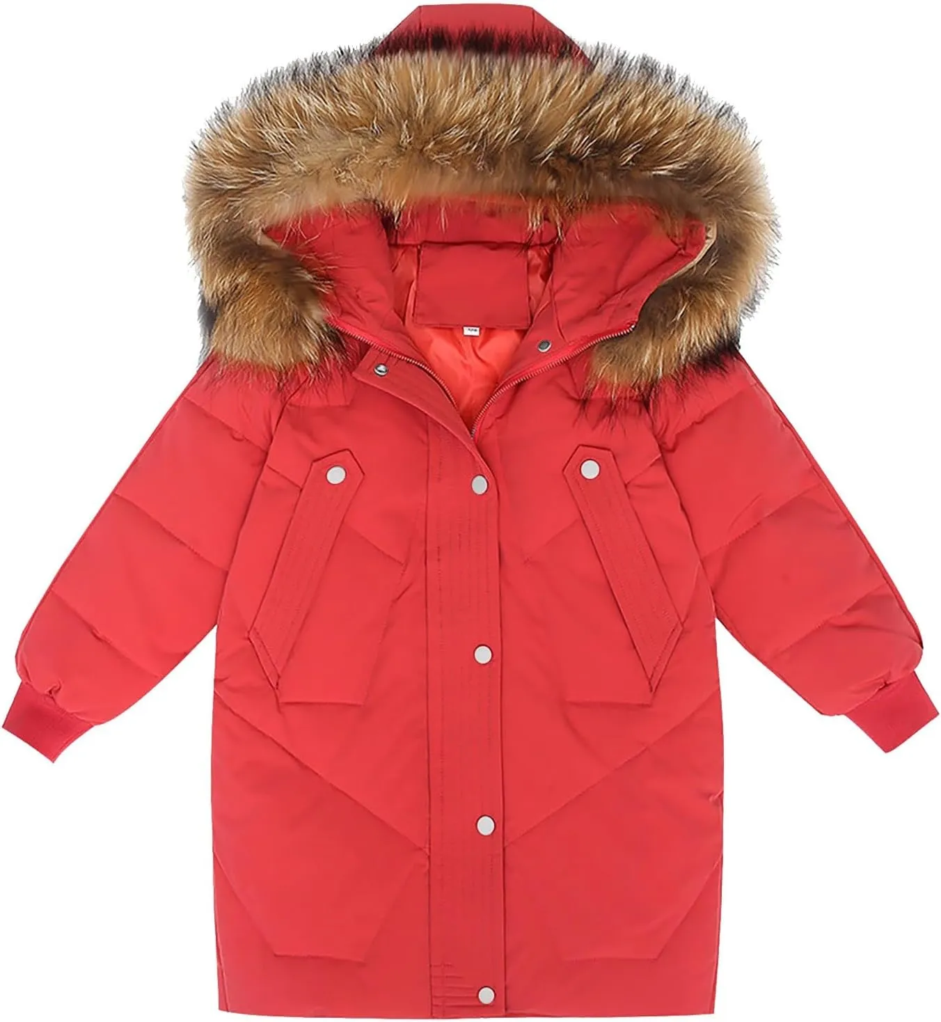 Kids Winter Coat Boys Girls Warm Down Puffer Jacket with Furry Hood Parka Padded Jacket Windproof Outerwear