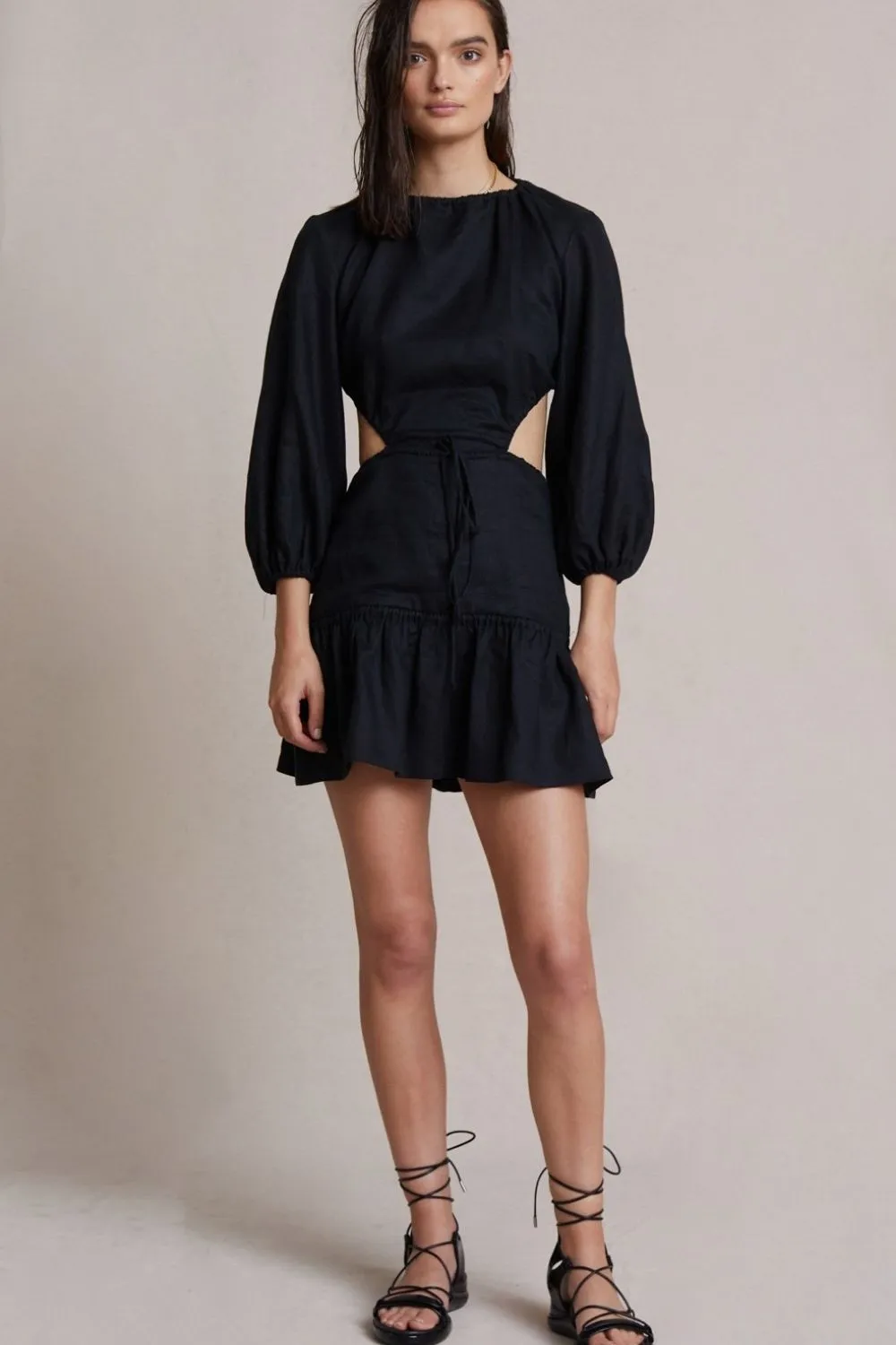 Lantern Sleeve Backless Dress