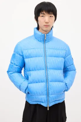 Light Blue Down Oblique Puffer Jacket