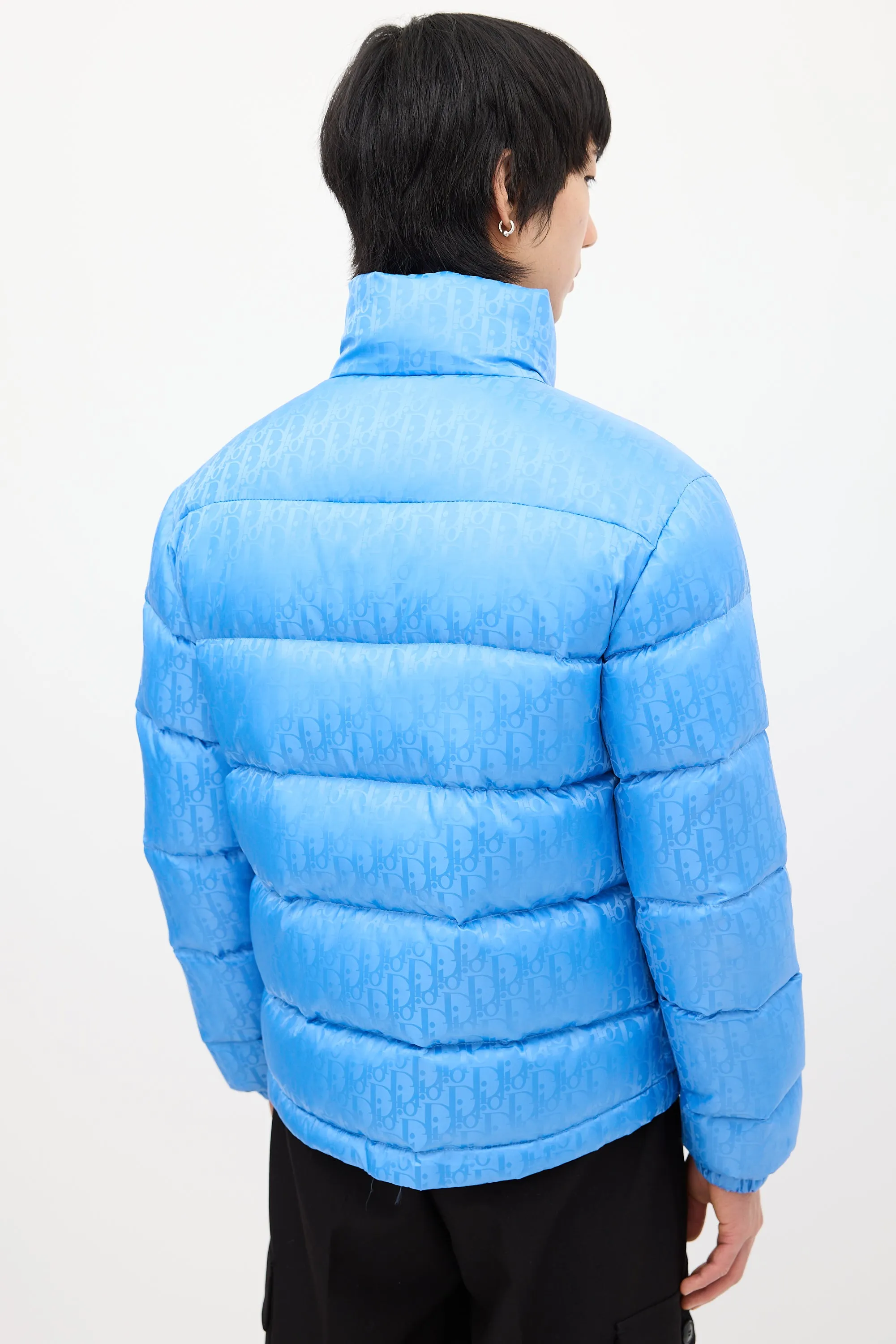 Light Blue Down Oblique Puffer Jacket