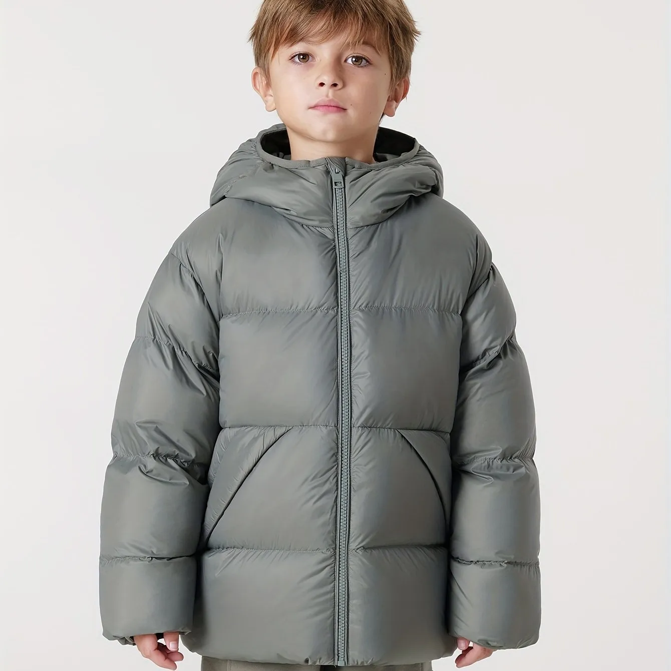 MARC&JANIE Kid's Outdoor Down Jacket, Light-weight Warm Zip Up Jacket, Boy's Clothes For Winter Outdoor, As Gift