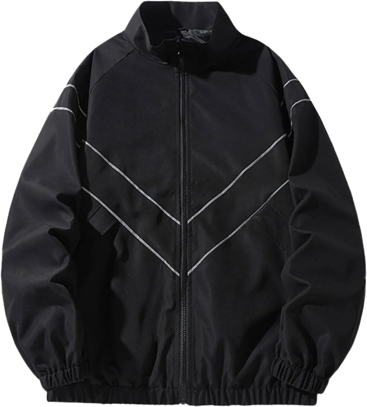 Mens Cotton Flannel Shirts Mens Casual Zip Up Jacket Lightweight Color Block Stitching Coats Hoodless Windproof Breathable Bomber Jacket