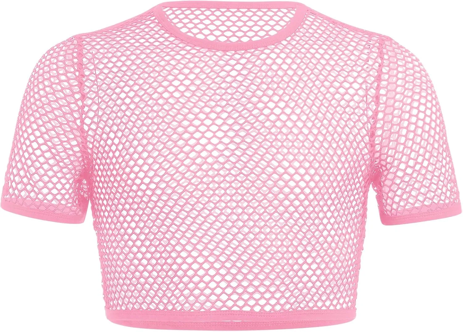 Men's Fishnet Shirts Sheer Short Sleeve Crop Top Mesh Tank Tops Rave Going Out Dance Tops