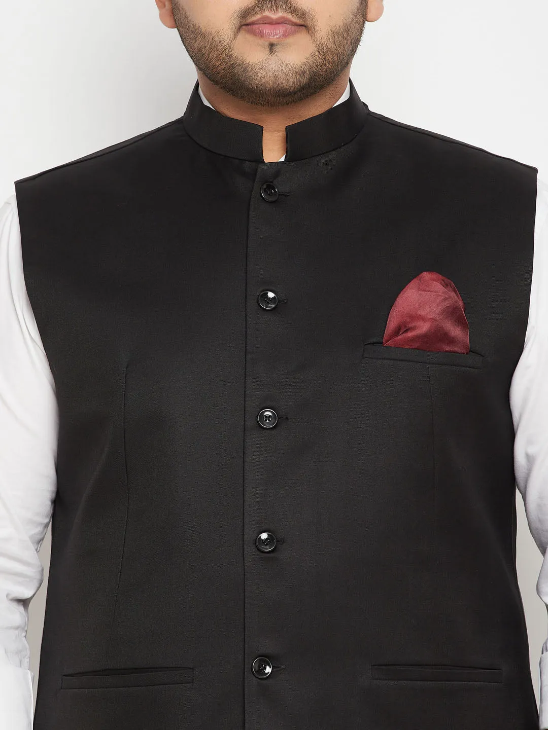 Men's Plus Black Nehru Jacket - Vastramay