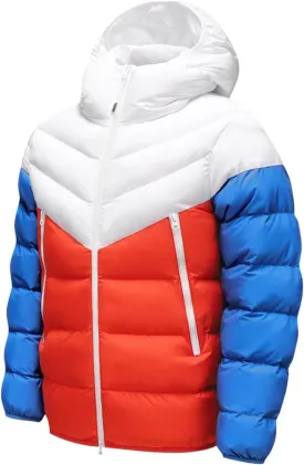 Mens Puffer Jacket Color Block Down Jacket Lightweight Insulated Jacket Padded Quilted Jacket Warm Hoode Winter Coat
