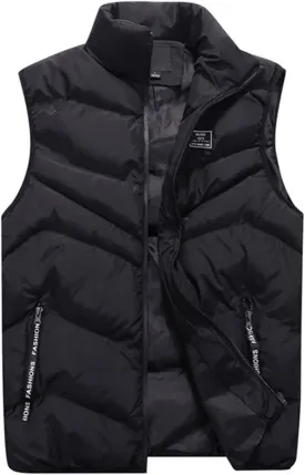 Men's Puffer Vest Casual Vest Winter Jacket With Pocket Solid Color Outdoor Vest Top Riding Skiing Fishing Puffy Vests, S-6XL