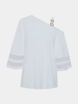 Midsize Metallic One-Shoulder Top