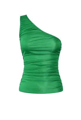 Mint Ruched One-Shoulder Top