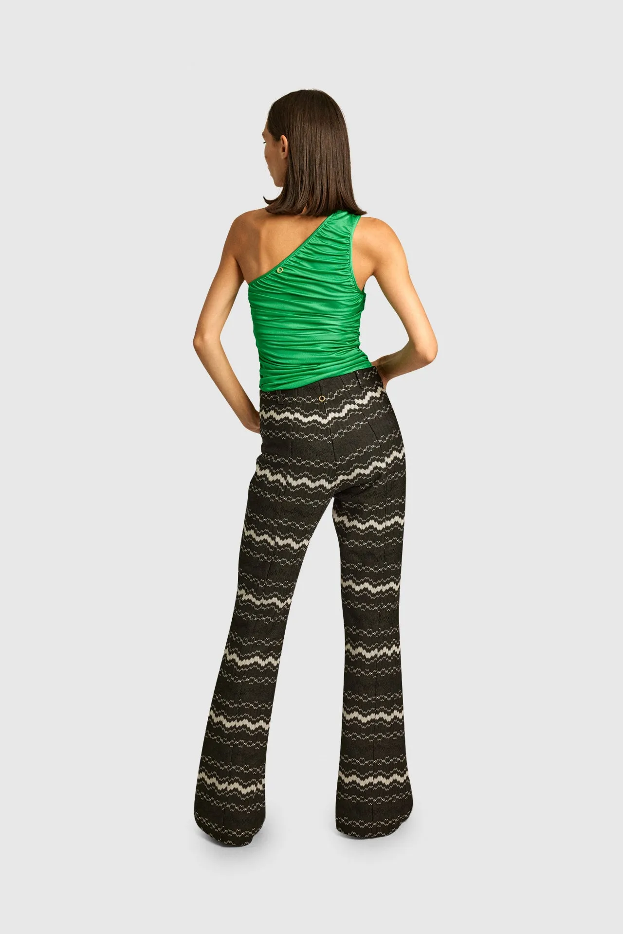 Mint Ruched One-Shoulder Top
