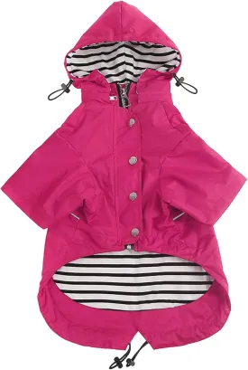 Morezi Dog Zip Up Raincoat with Reflective Buttons, Rain/Water Resistant, Adjustable Drawstring, Removable Hood, Raincoats with Legs 8lbs to 80lbs Available - Pink - M