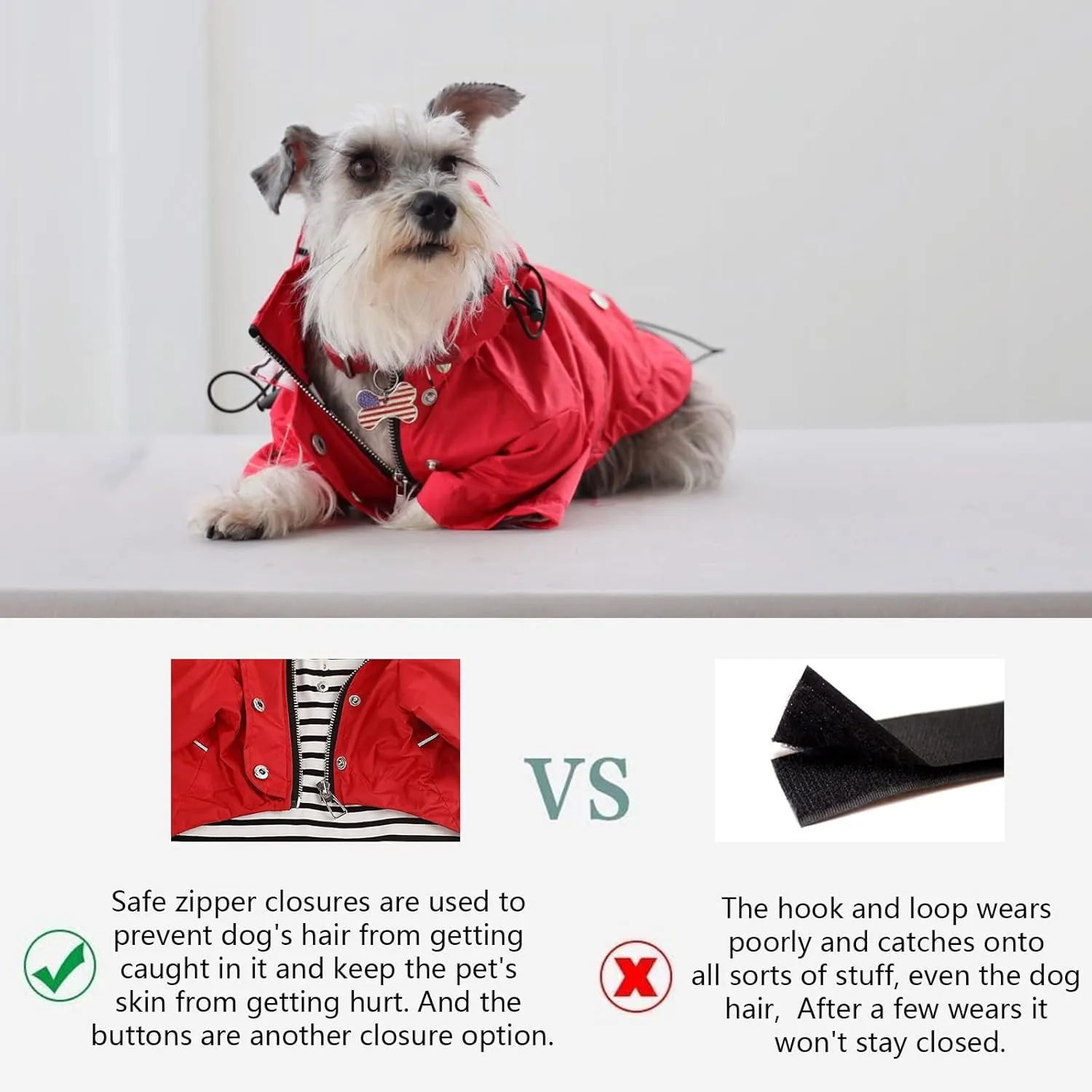 Morezi Dog Zip Up Raincoat with Reflective Buttons, Rain/Water Resistant, Adjustable Drawstring, Removable Hood, Raincoats with Legs 8lbs to 80lbs Available - Pink - M