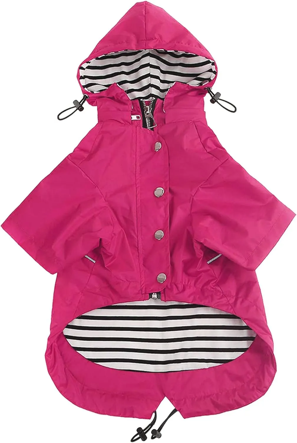 Morezi Dog Zip Up Raincoat with Reflective Buttons, Rain/Water Resistant, Adjustable Drawstring, Removable Hood, Raincoats with Legs 8lbs to 80lbs Available - Pink - M
