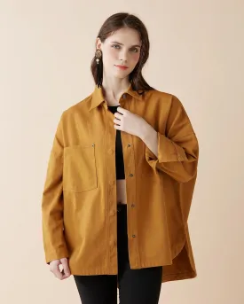 noflik Women's Oversized Button Down Denim Shirt Jacket Shacket Loose Fit