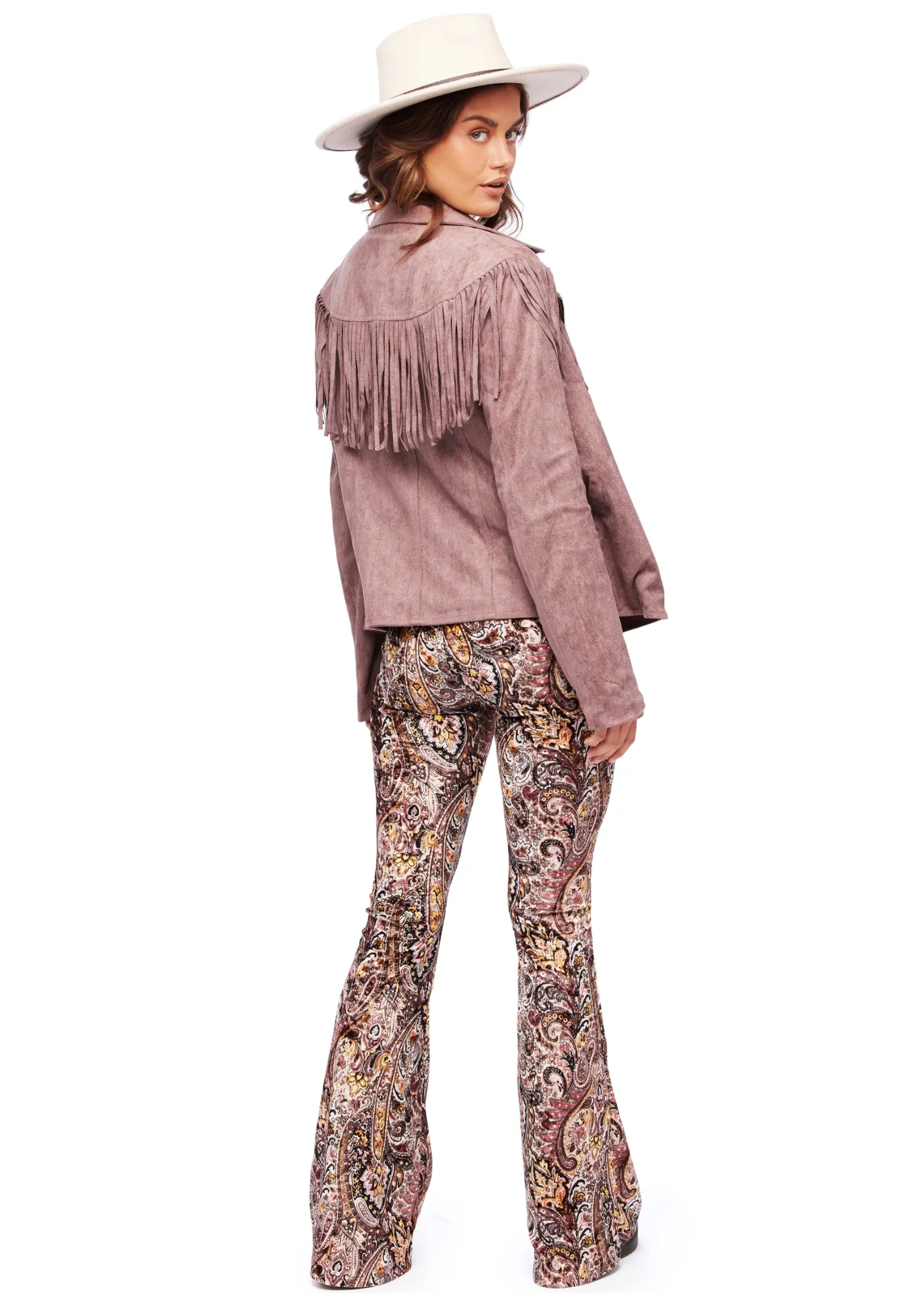 Out West Faux Suede Fringe Moto Jacket