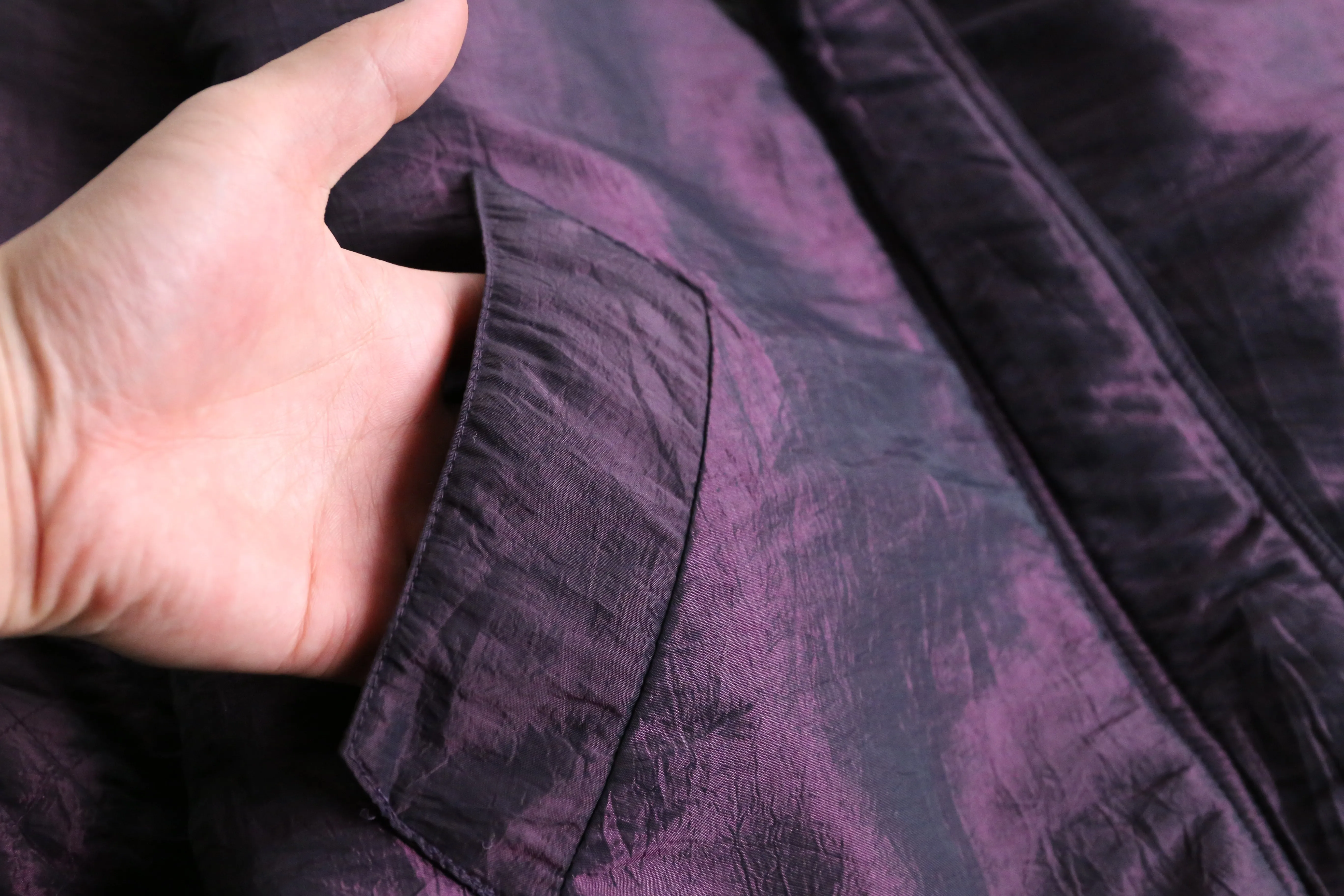 purple floral switching design blouson jacket