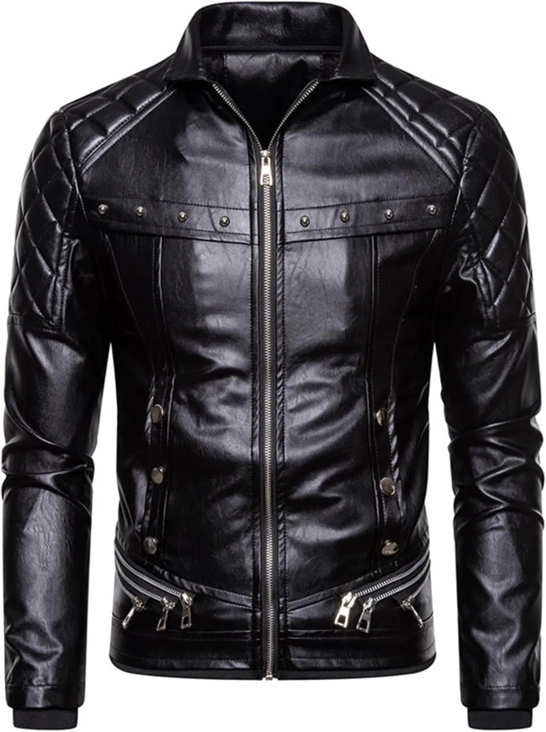 "Men's Removable Fur Collar Jacket Retro Leather Jacket Vintage Style Motorcycle Pocket Zipper Up Jacket "