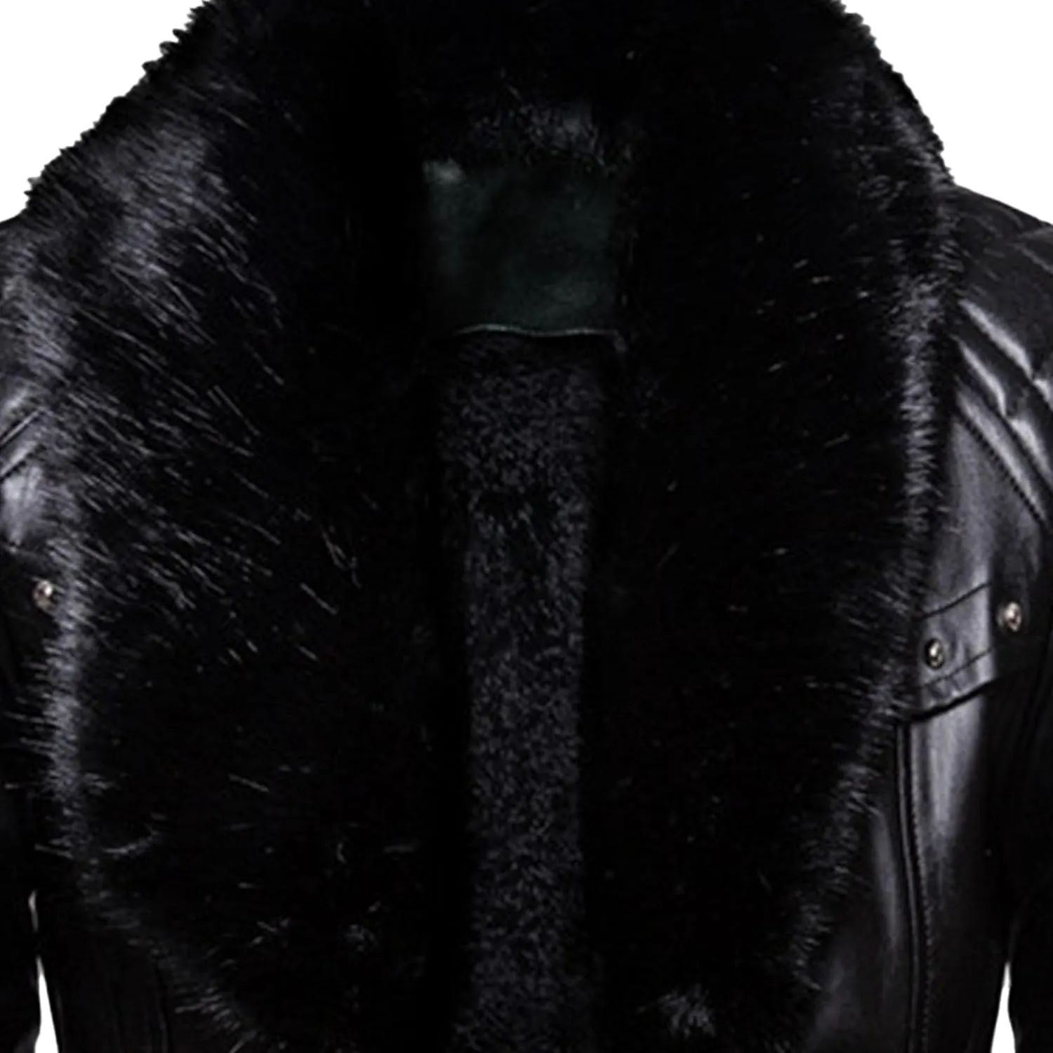 "Men's Removable Fur Collar Jacket Retro Leather Jacket Vintage Style Motorcycle Pocket Zipper Up Jacket "
