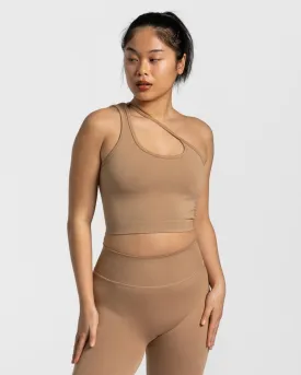 Sassy One Shoulder Top "Beige"