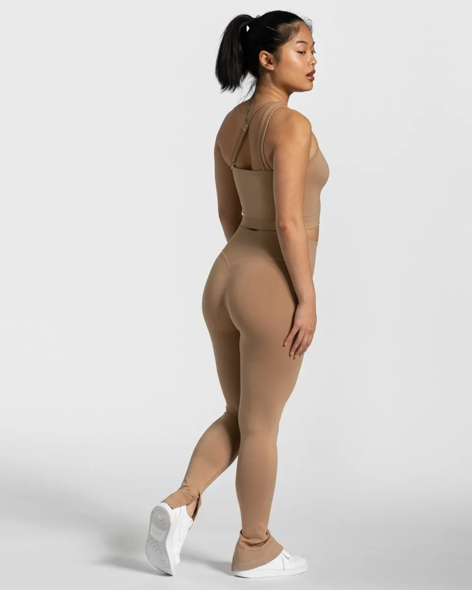 Sassy One Shoulder Top "Beige"