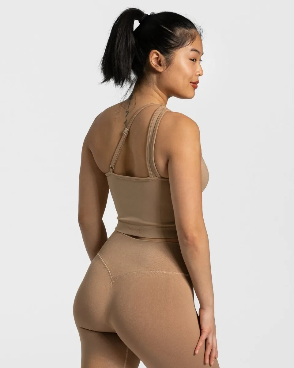 Sassy One Shoulder Top "Beige"